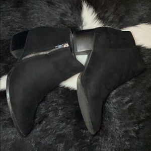 Size 8 black booties (faux suede)